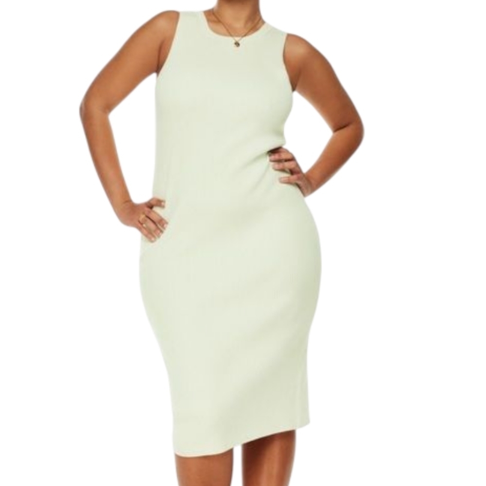 Aritzia Wilfred Moonstruck Dress Women XL Green Ribbed Knit Midi